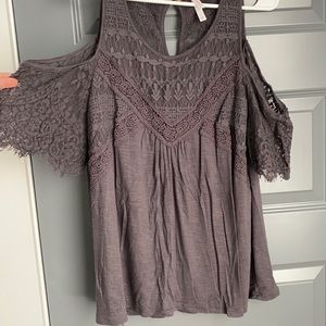 Gray Lace Top